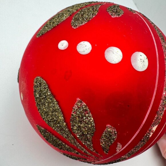 Mercury Glass Christmas Ornaments Hand-Painted Red White Mica Austria 3"  Vtg - Picture 16 of 16